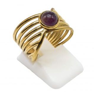 Anillo Acero Inox. 6 líneas AMATISTA